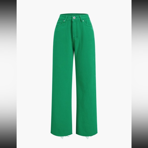 Gorgeous spring green straight leg high rise jeans - Picture 2 of 4